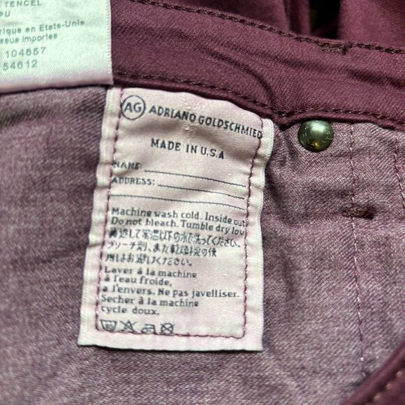 NWT AG Adriano Goldschmied Burgundy The Stevie Ankle Slim Straight Size 27 - Picture 12 of 13